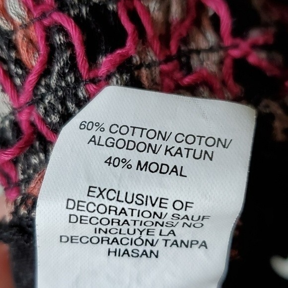 LUCKY BRAND BLACK PINK SMOCKED TOP SIZE MEDIUM BOHEMIAN COTTON - Picture 8 of 10